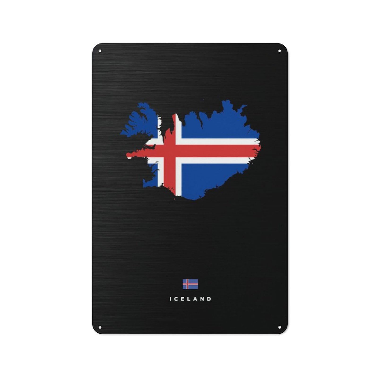 Junmoney Iceland Map With Flag Retro Metal Wall Sign 30X20cm With For Living Room Wall, For Vintage Wall Decor Fans, For Themed Room Decoration