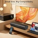 Saiyin 11.7-inch Sound Bar, Small Size & Big Power, Powered by AC Adapter | Soundbar with Bluetooth 5.3/Optical/Auxiliary Inputs, 48W Peak Power, Compact Sound Bar for Smart TV, PC, Gaming