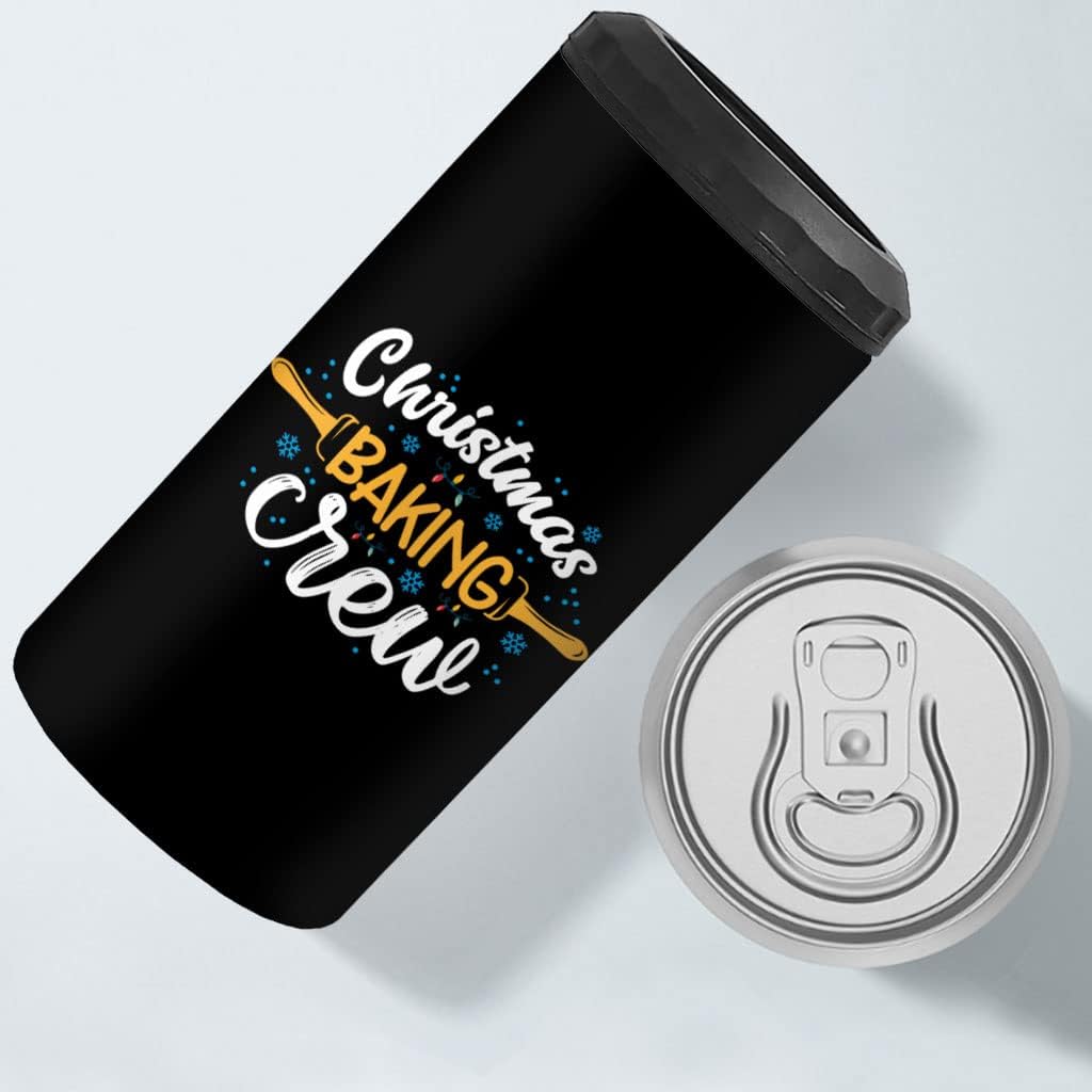 Christmas Baking Crew Insulated Slim Can Cooler - Best Quote Can Cooler - Cool Design Insulated Slim Can Cooler