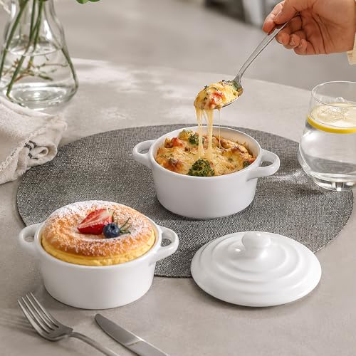 4 Pcs Mini Cocotte Set 14 oz Ceramic Casserole Dishes with Lids and Handles by Mckfors - Used condition - Image 7