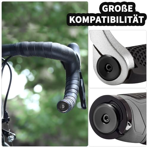 Alethron Lenkerstopfen Rennrad, 2 Stück Lenker Endkappen Aluminium Schwarz Rennrad Lenkerstopfen Fahrradlenker-Endstopfen mit Inbusschlüssel Lenkerendstopfen für Fahrrad MTB Mountainbike
