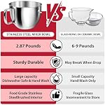 7QT Mixer Bowl for Kitchenaid Stand Mixers, Kitchen Aid Mixing Bowl for 7QT Lift Mixer with Handle, Food-Grade Stainless Steel Compatible with KSM70SKXXBK, Dishwasher Safe.