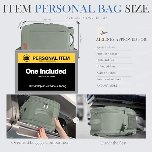 Image of Lossga Travel Backpack, Personal Item Bag 18x14x8 Inches, Frontier Airlines Travel Bag, Weekender Bags for Women and Men, Water Resistant Lightweight Carry on Flight Approved for Traveling Business