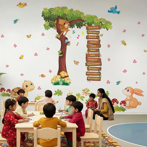 Image of StickMe Months of The Year Kids Learning Education Nursery Pre School Kinder Garden Wall Sticker (Multicolour, Vinyl, Self-Adhesive) (Premium Extra Large - 250 x 180 cm)