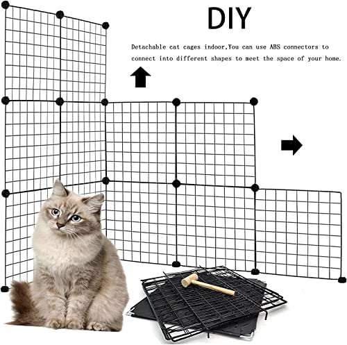 Image of 2 Tier Cat Cage Indoor,Removable Metal Kitten Cages Detachable Ferret Playpen Portable DIY Small Animals Collapsible House for Cats Bunny Puppies Guinea Pig Rabbit Hedgehog Rat(Black)