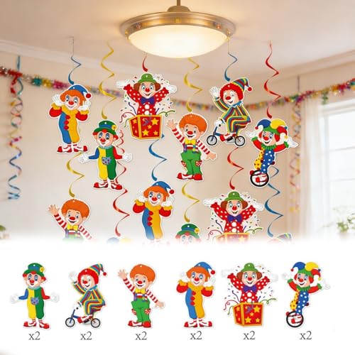 Generisch 2026 - Décoration à suspendre - 12 pièces - Pour fêtes de cirque festives - Avec serpentins incurvés - Décoration décorative - Rouge pastèque - 16 cm