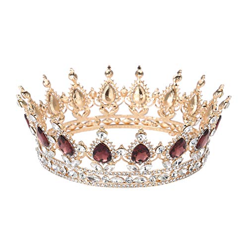 ZJchao Coronas de novia, accesorio para el cabello de boda, tiara de diamantes de imitación, corona redonda hecha a mano, joyería de graduación, corona de reina para peinados de novia y dama de honor y día