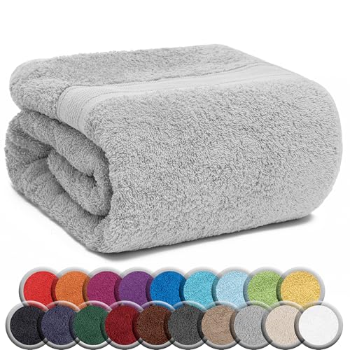 NatureMark SAUNATUCH/Badetuch – Premium Qualität 80x200cm – Sauna-Handtuch 100% Baumwolle – Farbe: Silber grau