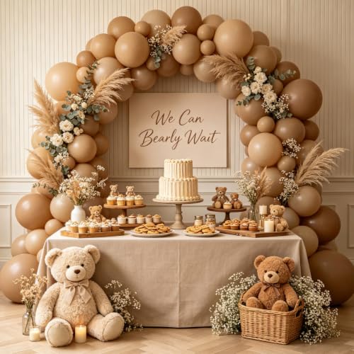 Image of 108Pcs Double Stuffed Brown Balloon Garland Arch Kit