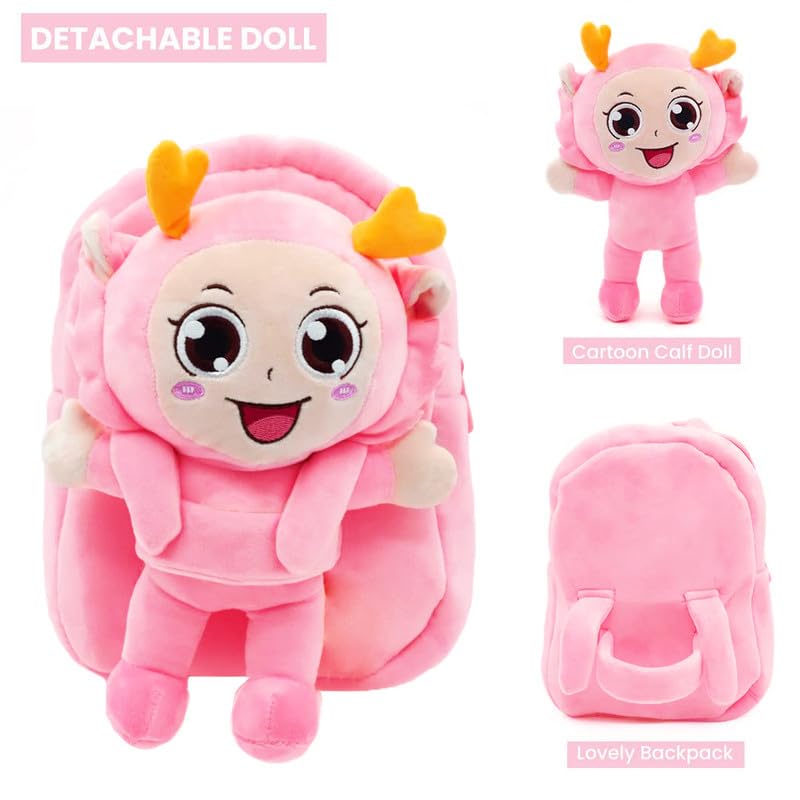 Image of Frantic Cute Backpack for Nursery Children Soft Plush Velvet Cartoon Animal Plush Preschool Mini Travel Bags for Baby Girl & Baby Boy Ideal for Girls, Boys & Toddlers, 2-5 Years