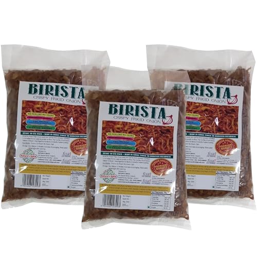 Image of Nature's Spice - Pure as Nature Intended Birista Fresh Crispy Fried Onion Pack Of 3 (500 G Each) Golden Pyaz Used For Biryani,Noodles,Gravies & Indian Curries|Healthy & Tasty Snack|1500 Grams