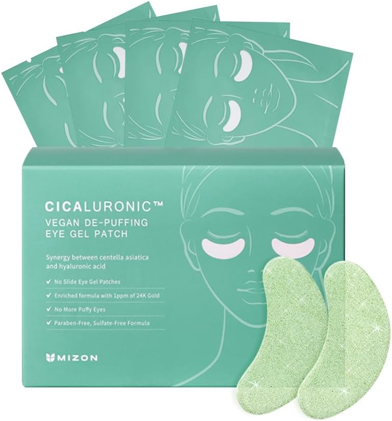 [MIZON] CICALURONIC VEGAN DE-PUFFING EYE GEL-PATCHES (x42) VEGAN Koreaanse huidverzorging – Laat leeglopen en verheldert – Oogverzorging – Anti-aging/Anti-rimpels – Vermindering van donkere kringen