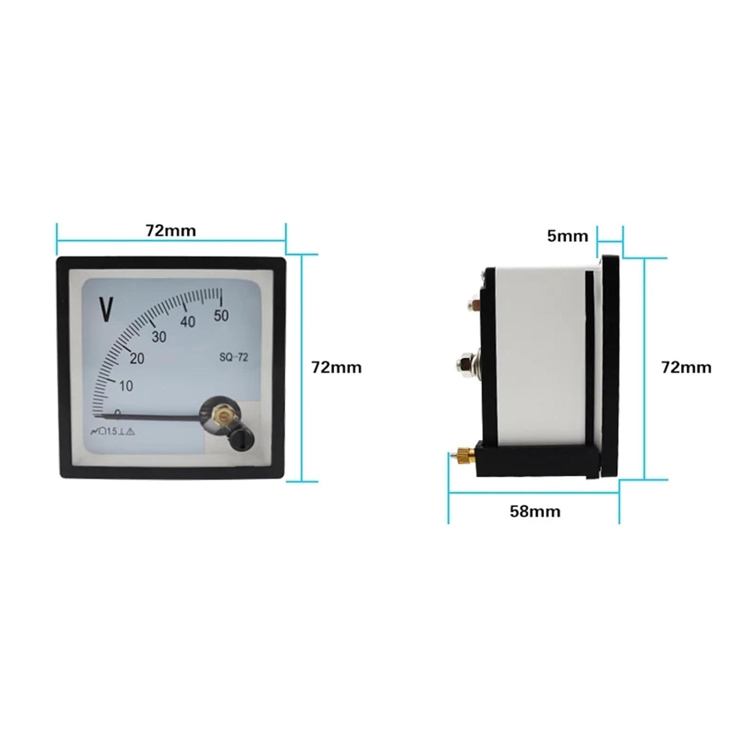 SQ-72 Pointer Type ACvoltmeter5V 10V 15V 20V 30V 50V 100V 150V 250V 300V 450V 500V 750V 1000V Range Analog Gauge 1Pcs(300V)