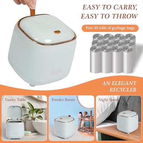 Mini caneca de basura de sobremesa celeste 1.5 L miniatura 3
