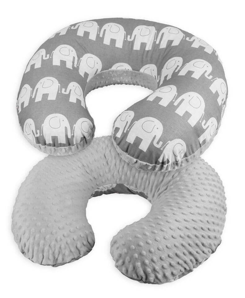 Babymam Baby Feeding Pregnancy Pillow Cover Newborn Nursing Dimple Grey/Elephants grey