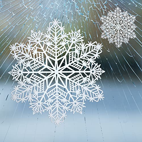 Snowflake Placemats Set Of 6 Laminated Metallic Vinyl Round 15 Inch Diameter Winter Festival Table Decorations For Holiday Christmas Party Feast Come W/ Matching Coaster By Snowkingdom (White, 12 Pcs) #TOP4