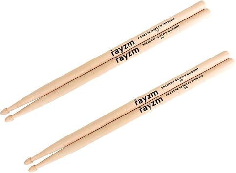 Rayzm Drum Sticks 5B ، أعواد الطبل Hickory الأمريكية الصلبة / العصي الخافق ، نصائح خشبية