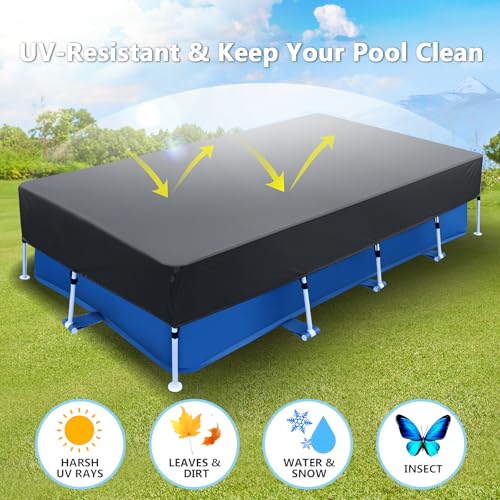 157x83 in Rectangular Pool Cover for Above Ground Pool 13x7 Rectangle Pool Cover Protector Drawstring Design 13ft Winter Pool Cover for Cold and UV Resistant, Dustproof Winter by OIOYLEY - Used condition - Image 4