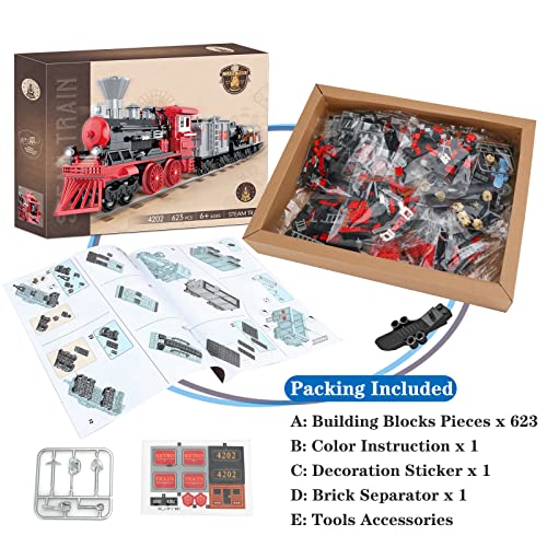 Brick Story City Freight Train Building Set, Retro Cargo Train Model, Classic Steam Train Building Blocks Toys, Creative Gift Train For Boys Kids Aged 8-14, 623 Pieces #TOP5