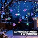 MAINOSHY Christmas Window Lights Indoor, 96LED 4M Snowflake String Lights Curtain Fairy Light with 8 Flashing Modes Xmas Decoration for Indoor Party Wedding Bedroom (Multicolor) - Image 2