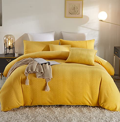 Lmonmoo Fluffy Duvet Cover Queen Size, 5 Pcs Tufted Plush Comforter Cover Set, Faux Fur Bedding Sets, Luxury Shaggy Velvet Ultra Soft Cozy Zipper Closure(Dandelion Yellow,Queen) #TOP5