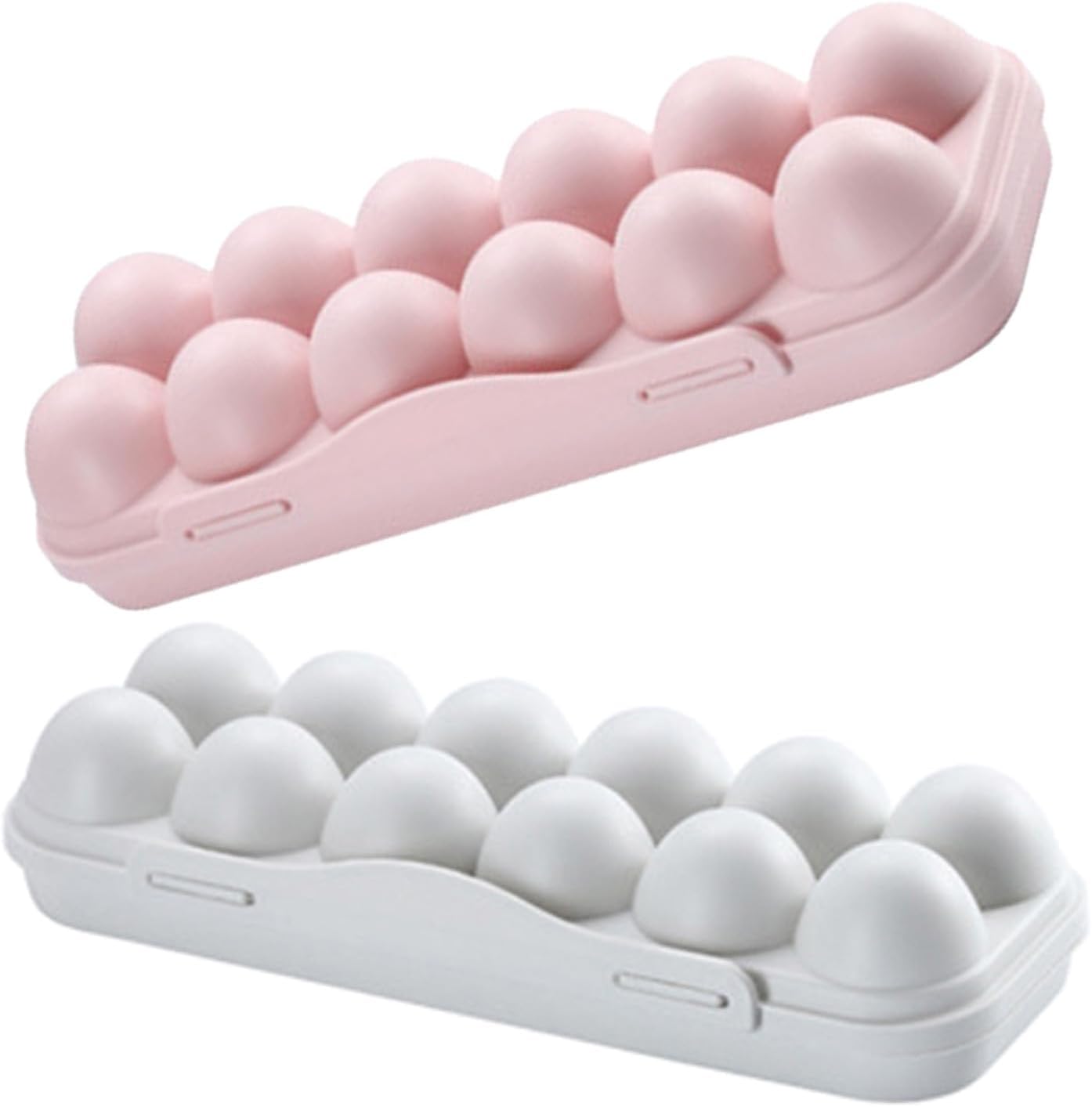 TEHAUX Egg Holder to Maintain Freshness Stackable Plastic 2pcs for Refrigerator with Lid Egg Storage Organizer Box with Individual Grooves and Antislip Bottom