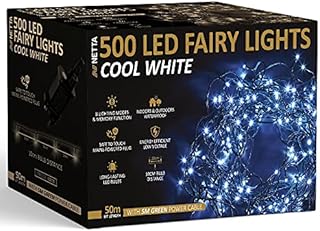 NETTA Christmas Tree Fairy Lights - 300 LED Cool White with 8 Different Modes; for Outdoor & Indoor Use, Xmas Party Decorations - 300 LED/ 30M Lit-Length