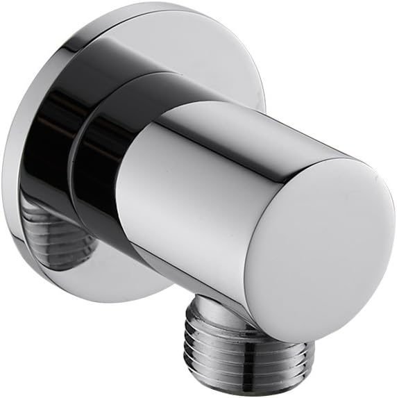 Bathroom Round Shower Hose Connector 1/2" NPT Wall Handshower Supply Elbow Outlet Water Spout, Chrome