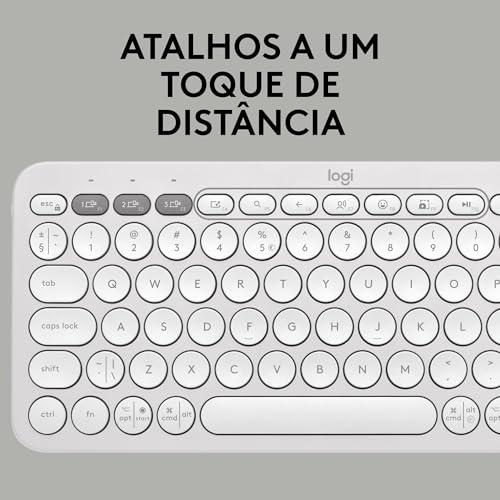 Teclado sem fio Logitech Pebble Keys 2 K380s com Conexão Bluetooth Easy-Switch e Pilha Inclusa - Com