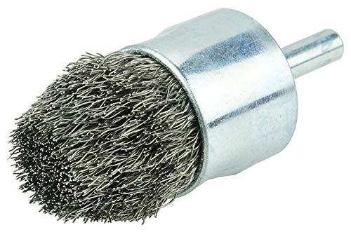 Image of Weiler 10321 Controlled Flare Crimped Wire End Brush 1 inch, .0104 inch Stainless Steel Fill, Made in The USA (Pack of 10)