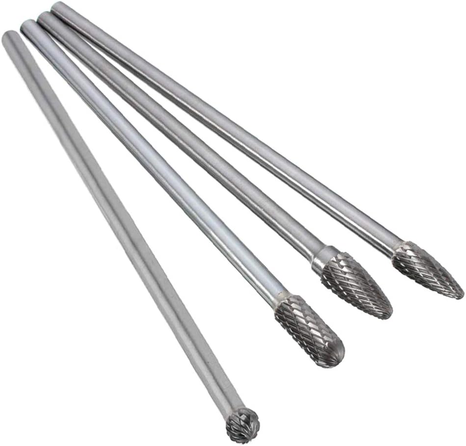 4Pcs 6mm(1/4โ) Shank Tungsten Carbide Rotary Cutting Burr Die Grinder Bit for DIY Woodworking, Metal Carving, Polishing, Engraving, Drilling, 150-160mm Length