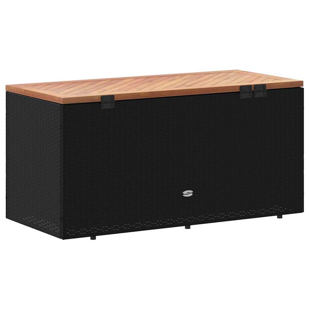 Cassapanca da Giardino, Cassapanca con Cuscino, Scatola da Giardino con Spazio di Stoccaggio, Scatola per Cuscino/Portaoggetti, Armadietto Portaoggetti, Polyrattan, Legno di (110×50×54 cm)