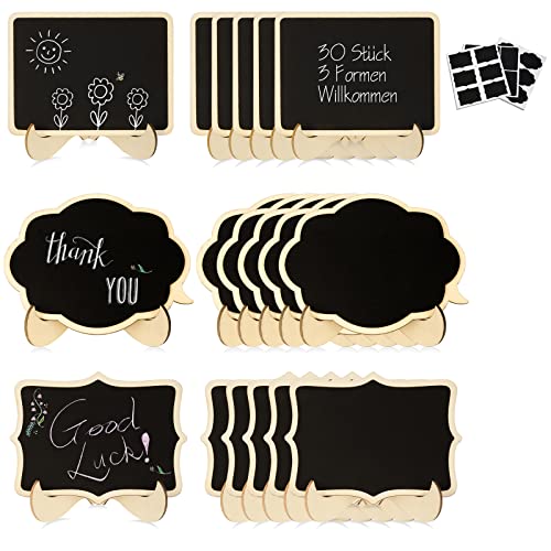 30 Stück Mini Tafel Set, Mini Kreidetafel, Kleine Tafel mit Staffelei, Namenschilder Mini Tafeln, Hochzeit Dekoration Partyzubehör Cover