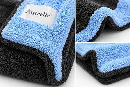 Image of Microfiber Cloth for Car Cleaning 1200 GSM, 60x40 cm, Grey & Aqua, 2 Pcs (2)