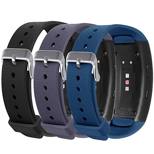 Compatible with Samsung Gear Fit 2 Pro Bands/Fit 2 Band, NAHAI 3 Pack Soft Silicone Replacement Strap Wristband for Samsung Gear Fit2 and Fit2 Pro (Black/Gray/Slate)