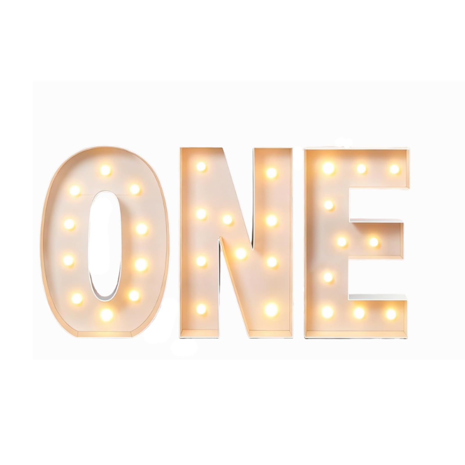 Marquee Light Up Letters, Large ONE Sign with Warm White Bulbs, Illuminated Alphabet Signs for Birthday Wedding Party