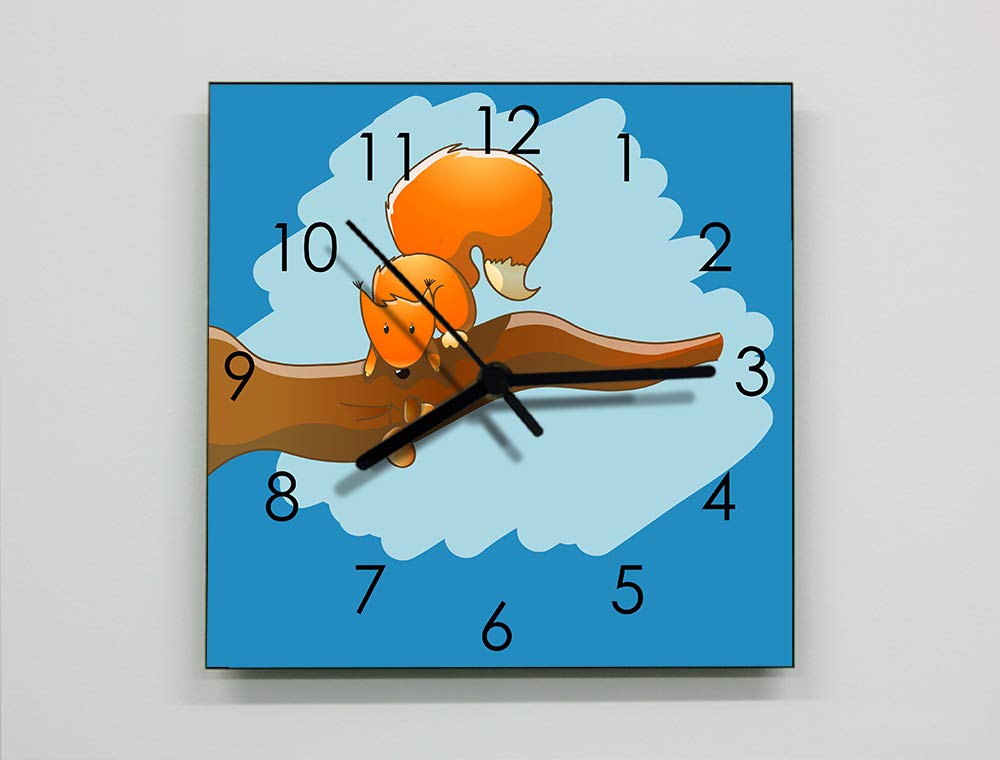 Squirrel on Tree Wall Clock Kids Nursery Room, Teens Room