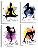 Set of 4 Yoga wall art print posters,Framed Watercolor Yoga Poster