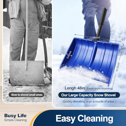 image for Yocada Snow Shovel for Driveway Home Garage Snow Removal with D-Grip H