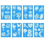 8 Feuilles Tatouage Sexy De Rose D'Épine Blanche Bleue Phosphorescente Sur La Clavicule Idéal Pour Une Fête