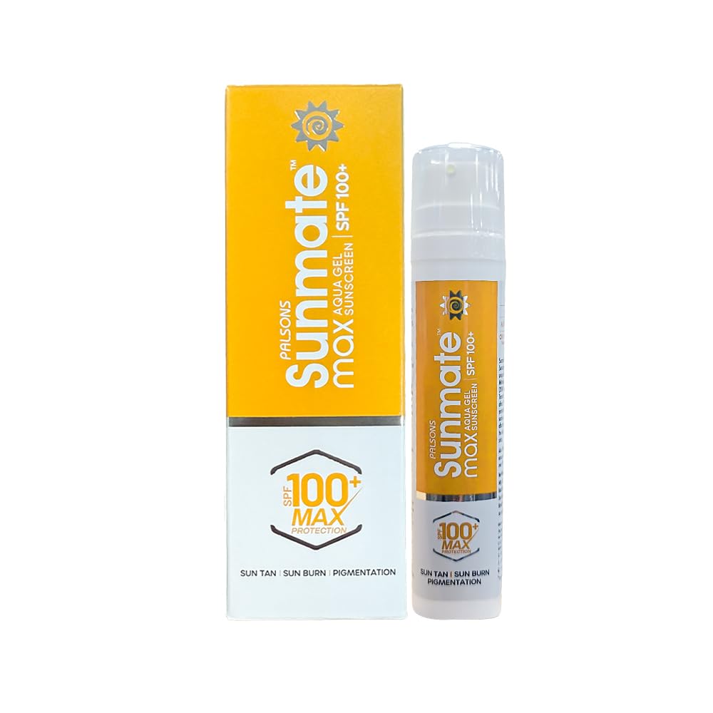Sponsored Ad - Sunmate Max Aqua Gel Sunscreen With SPF 100+ And PA++++ | For all Skin Types I Oil Free, Non-Greasy, No Sweat, No White Cast, Non Comedogenic Prevents Suntan, Sunburn And Pigmentation | 50 GM