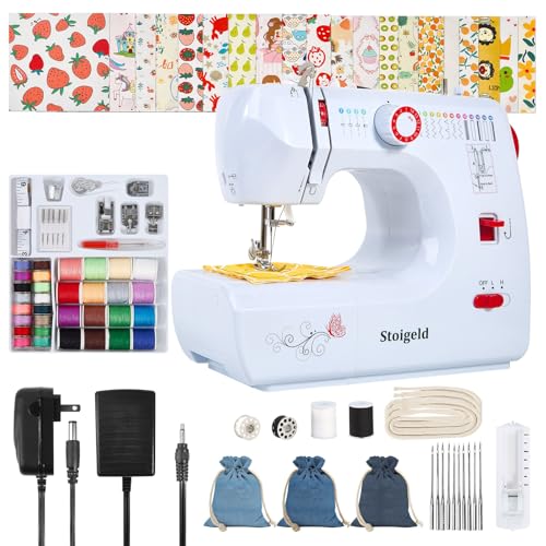 Stoigeld Sewing Machine for Beginners with 20 Pcs Fabric,3 Pcs