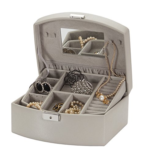 Mele & Co Irene - Joyero (Piel sintética, 25 x 21 x 11 cm), Color Gris