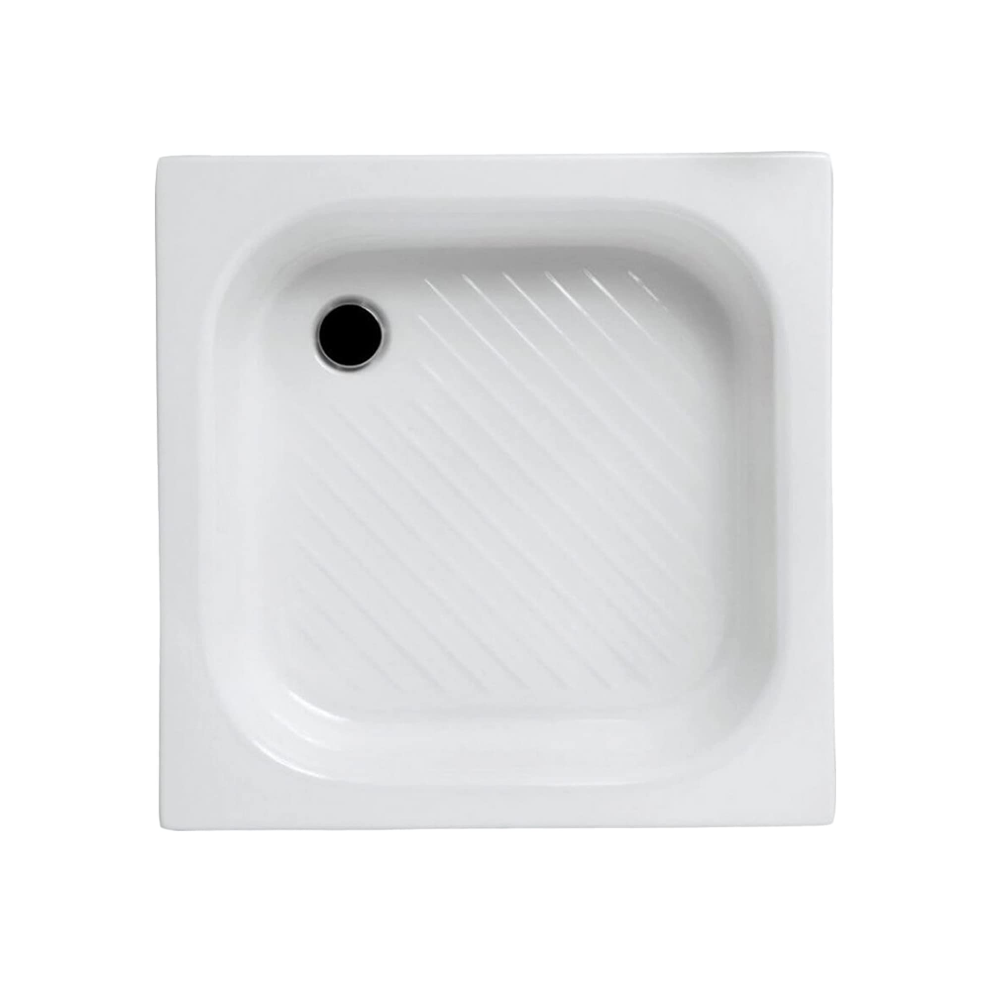 KOLMAN Duschwanne 70x70x15 cm Quadratisch, Weiß, Acryl, Anti-Rutsch, SET Wannenträger + Ablaufgarnitur Ø 50 mm und Füße, Design-Duschtasse Viereck Karen