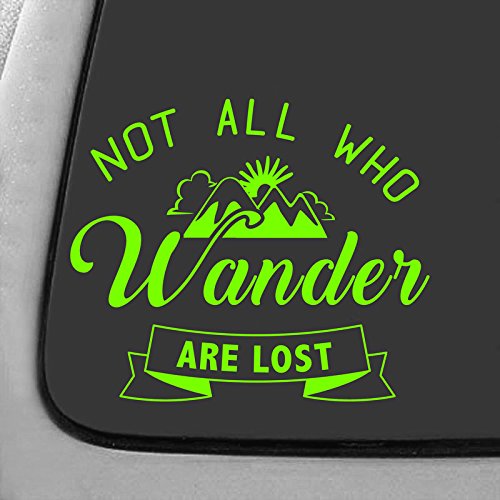 CMI DD682LG 7" x 6" Not All Who Wander Are Lost Sticker - Lime Green-image-40