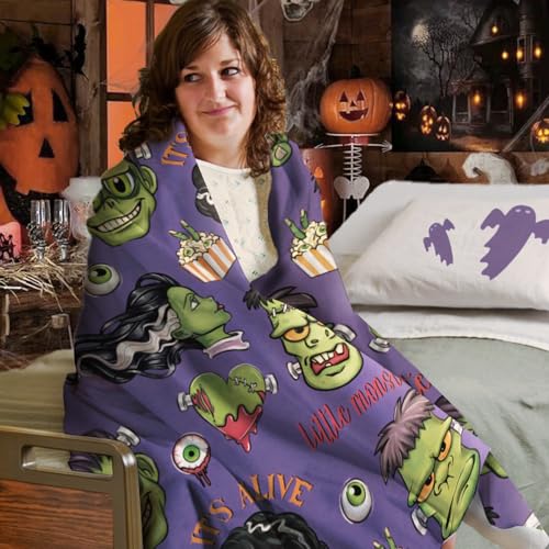 Zzkol ZZK-174-BL Halloween Horror Classic Movie Flannel Blanket, It'S Alive Frank-En.Stein Little Monster Throw Blanket Gifts For Kids Men Women, Scary Eyeball Heart Soft Blanket For Bedding Sofa 50 X 60 Inch thumb #5