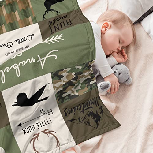 Youltar Personalized Baby Blanket With Baby Boy Name Custom Baby Blanket Soft And Comfortable Custom Armygreen Animal Bear Deer Blanket Perfect For Baby Boys, Newborns, Kids Birthday Gifts #TOP3