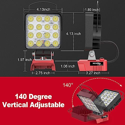 Led Work Light For Milwaukee 18V Battery, 34W 3400Lumens Led Flood Light For M18 Battery Powered, Cordless Underhood Work Light With Usb & Type-C Charging For Workshop, Camping, Outdoor, Emergencies #TOP5