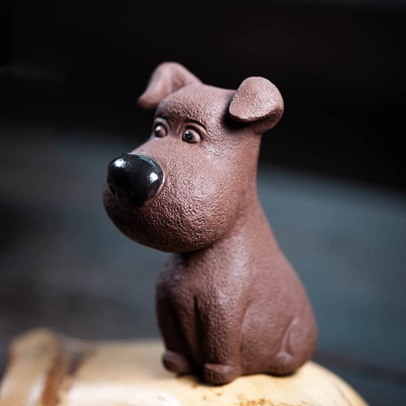 Statue de chien argile violette faite à la main pour bureau d'exception
