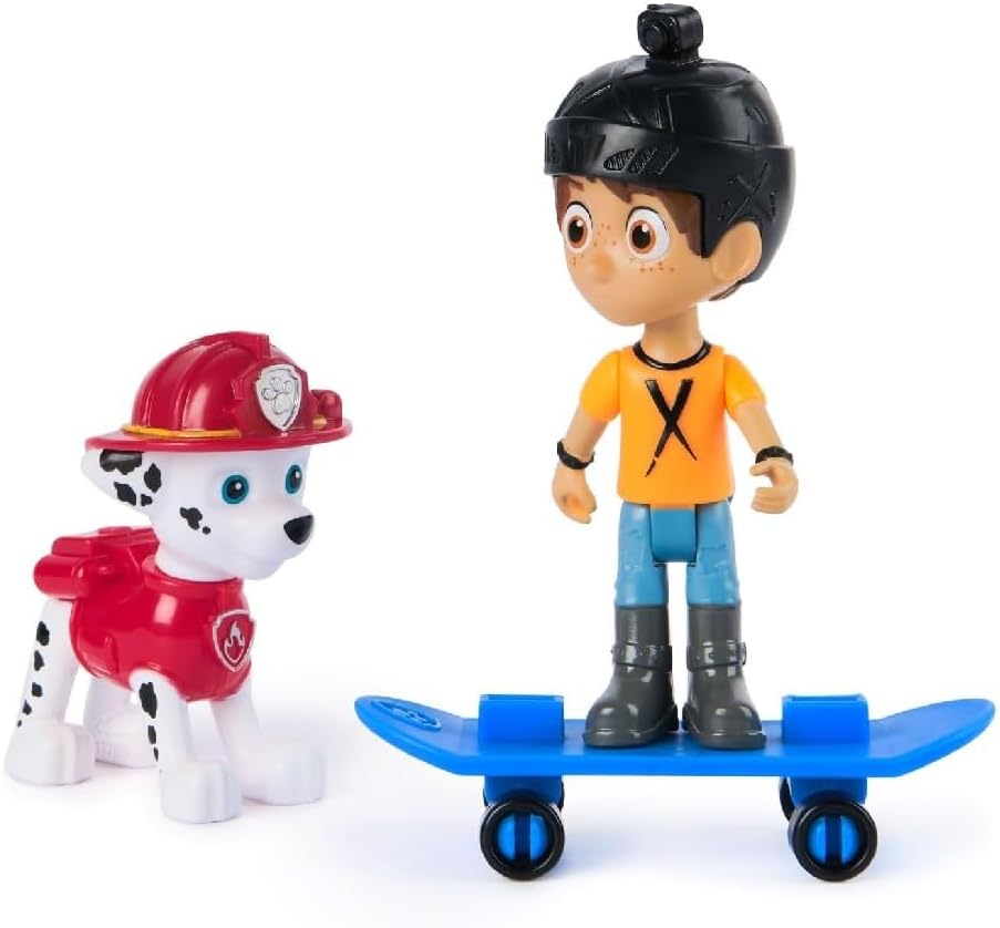 Paw Patrol Marshall and Daring Danny X Figures set with Skateboard, Kids’ Toys for Boys and Girls Aged 3 and Up